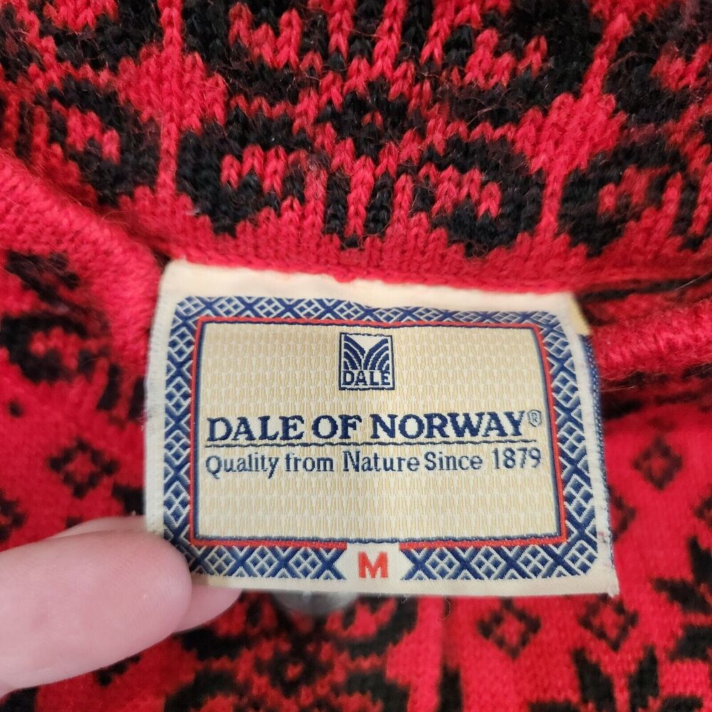 Dale Of Norway Womens M Medium Pure‎ Wool Nordic Red Knit Cardigan Sweater - Picture 7 of 13